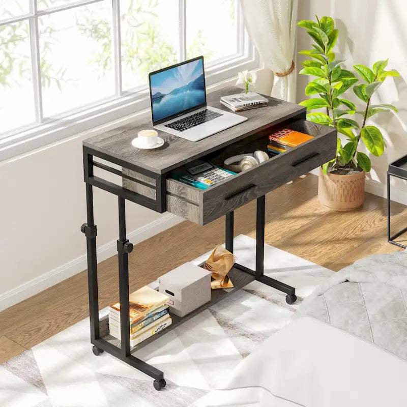 Scrivania per laptop mobile portatile con cassetti