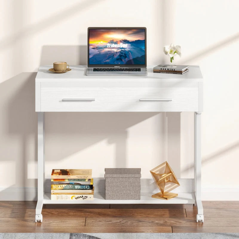 Scrivania per laptop mobile portatile con cassetti