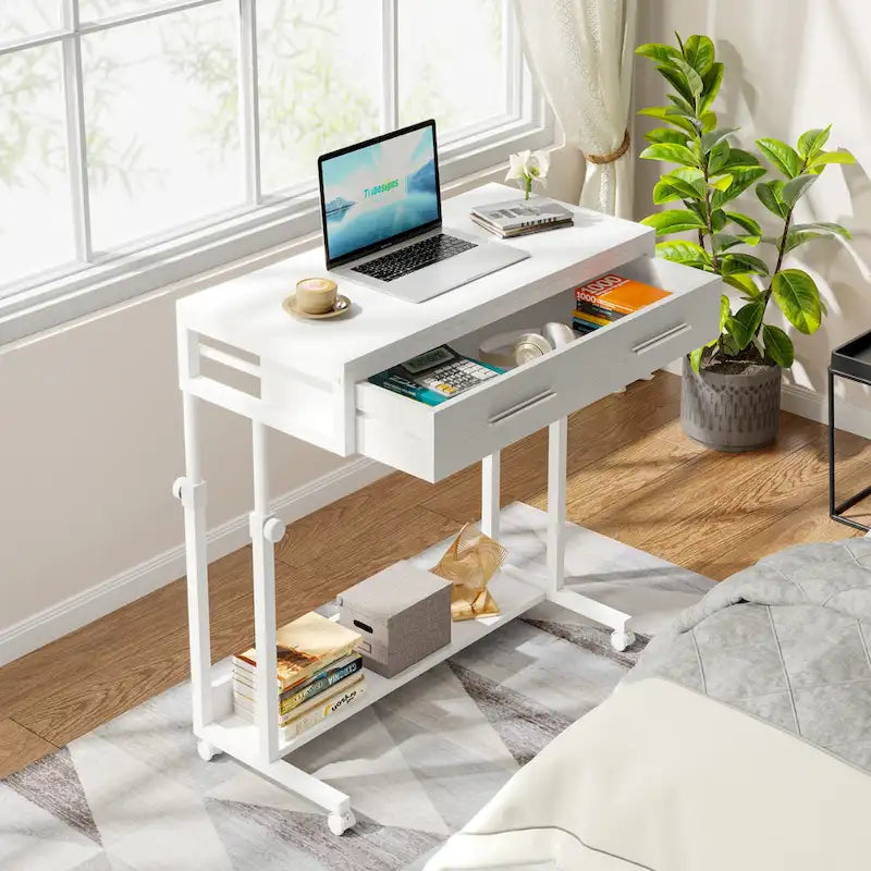 Scrivania per laptop mobile portatile con cassetti