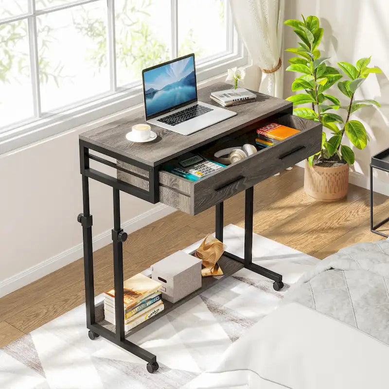 Scrivania per laptop mobile portatile con cassetti