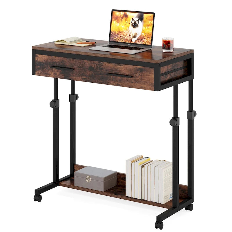 Scrivania per laptop mobile portatile con cassetti