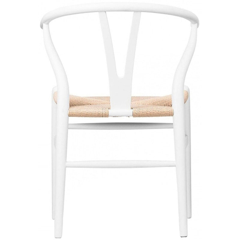 Sedia da pranzo moderna con seduta in corda di carta intrecciata, sedia laterale con schienale a Y e braccioli in legno massello in stile rustico