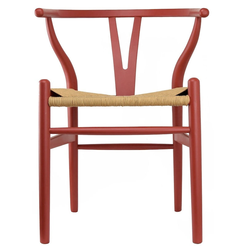 Sedia da pranzo moderna con seduta in corda di carta intrecciata, sedia laterale con schienale a Y e braccioli in legno massello in stile rustico