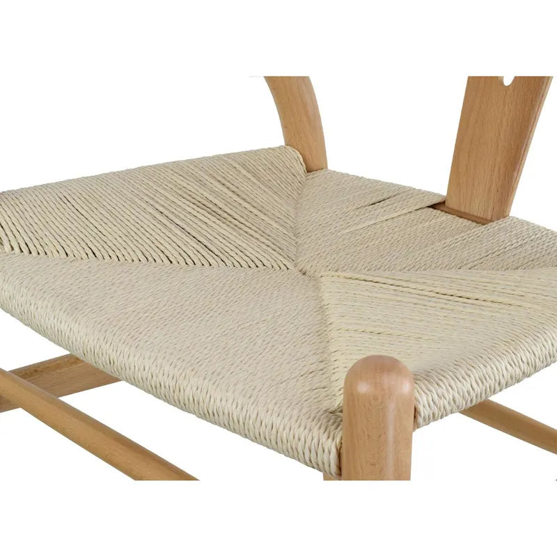 Sedia da pranzo moderna con seduta in corda di carta intrecciata, sedia laterale con schienale a Y e braccioli in legno massello in stile rustico