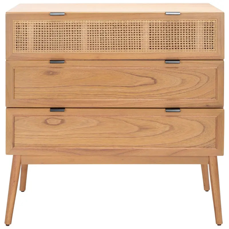 Cassettiera Siddie mid-century con 3 cassetti in rattan - 36Lx18Px36A