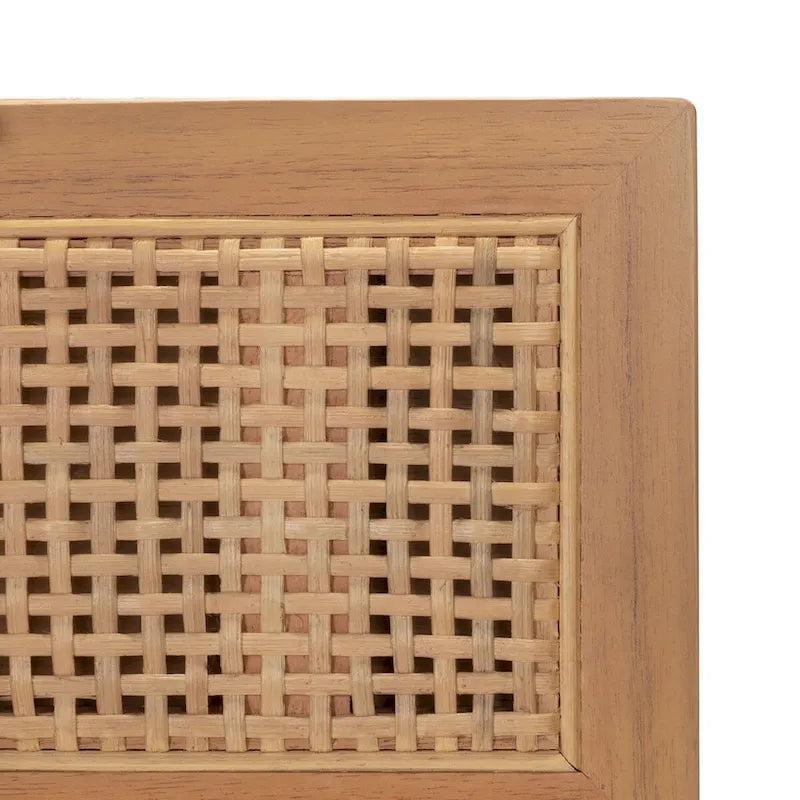 Cassettiera Siddie mid-century con 3 cassetti in rattan - 36Lx18Px36A