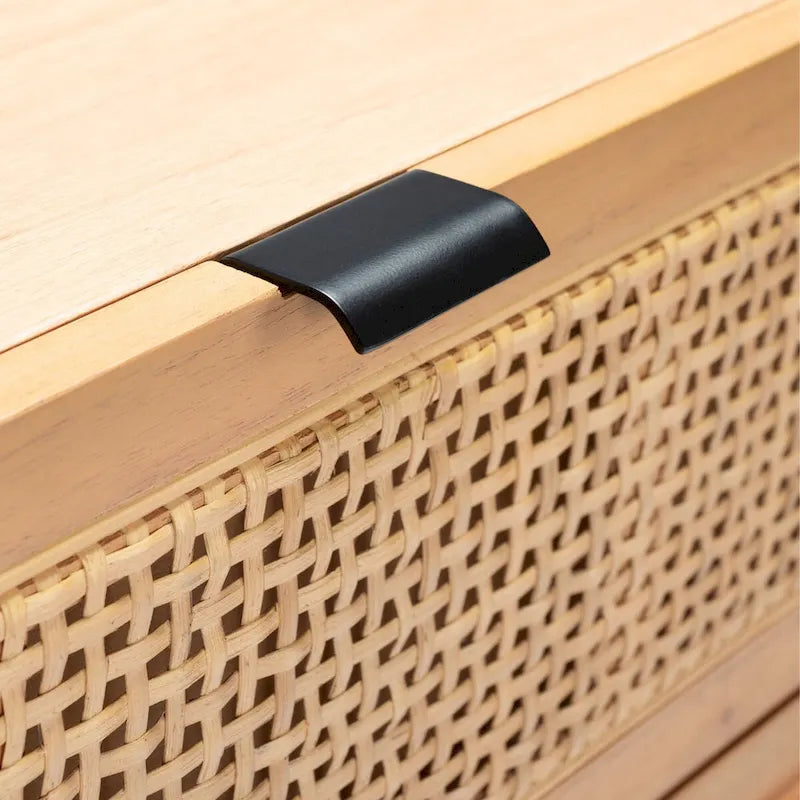 Cassettiera Siddie mid-century con 3 cassetti in rattan - 36Lx18Px36A