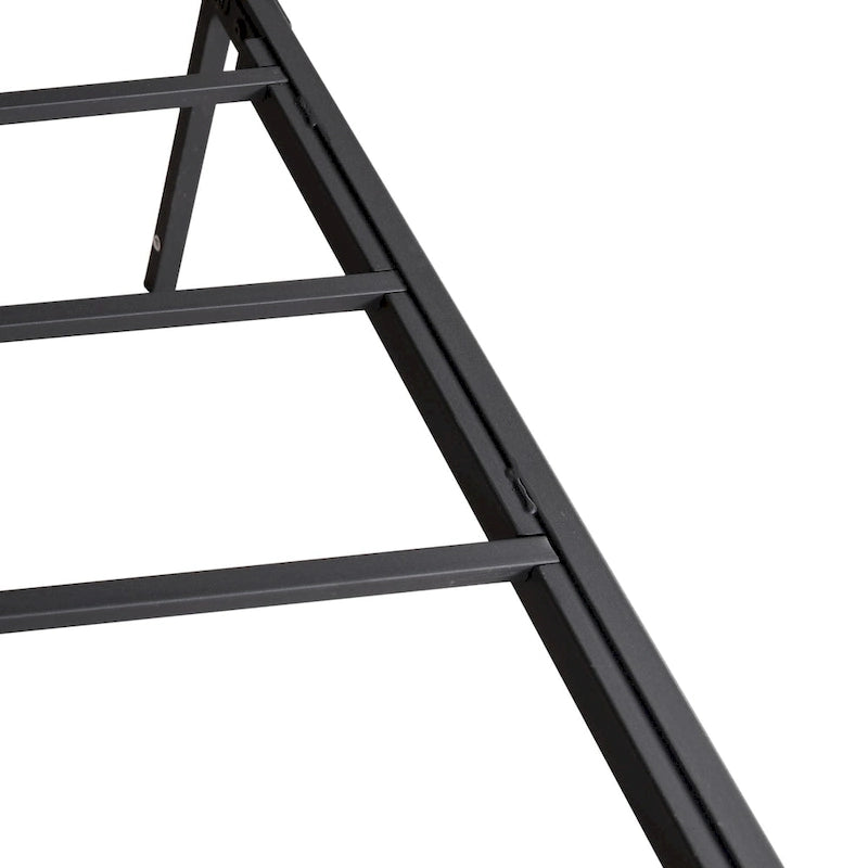 Struttura Letto a Piattaforma in Metallo Nero, Testiera e Pediera Vintage
