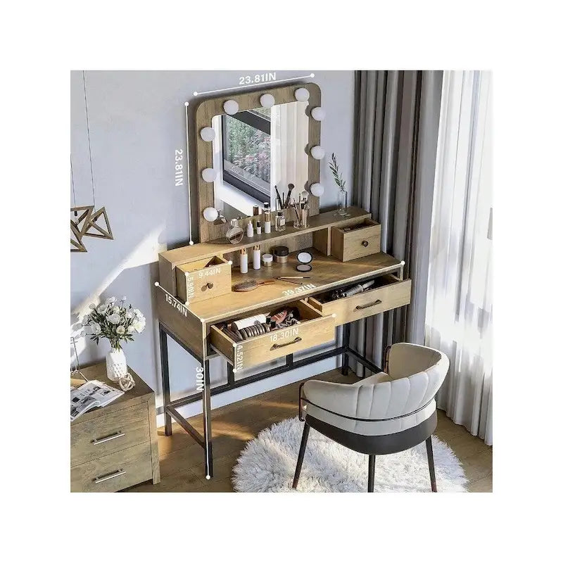 Toeletta per il Trucco con Specchio Illuminato Dimmerabile a 3 Colori