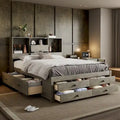 Letto a piattaforma con testiera contenitore e 8 cassetti