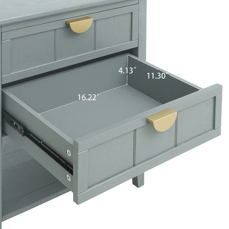 Comodino a 2 cassetti, stile americano, tavolino, adatto per camera da letto, soggiorno, studio