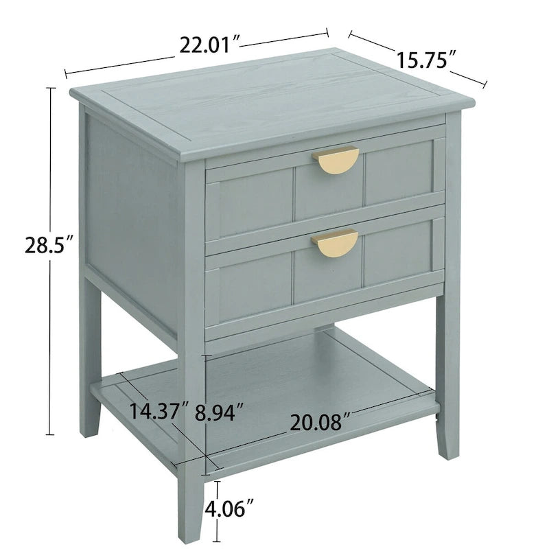 Comodino a 2 cassetti, stile americano, tavolino, adatto per camera da letto, soggiorno, studio