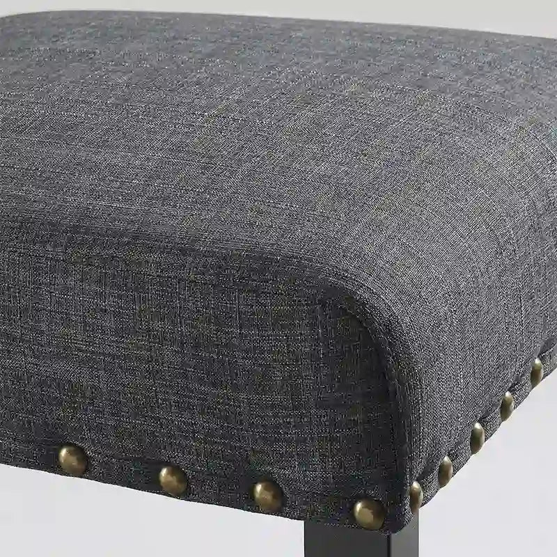 Sedie da pranzo in tessuto con finiture borchiate, set da 2
