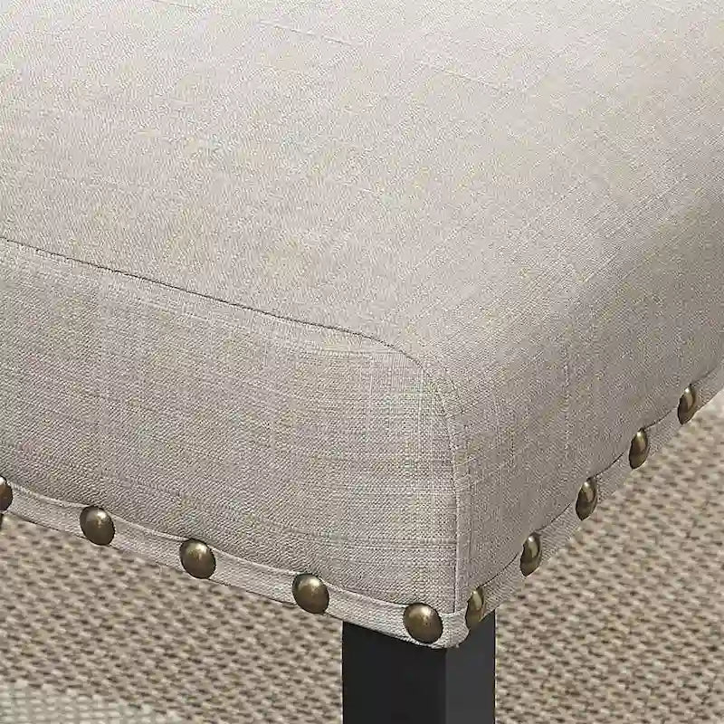 Sedie da pranzo in tessuto con finiture borchiate, set da 2