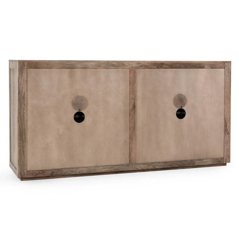 Credenza Jensen in legno di mango e canna intrecciata