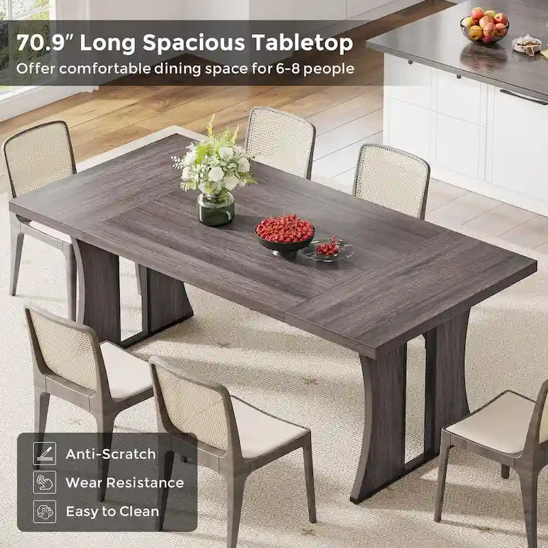 Grande tavolo da pranzo da 70,9 pollici per 6-8 persone, tavolo da cucina rustico per sala da pranzo